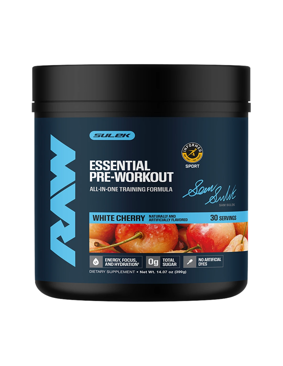 RAW Essential Pre-Workout White Cherry Sam Sulek Edition